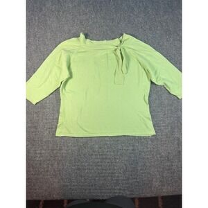 George Lime Blossom Green Tie Neck 3/4 Sleeve Knit Sweater Top XL 16/18 GLS11095